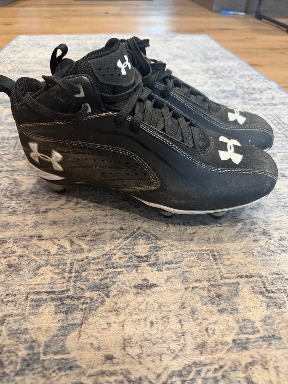 Under Armour Kids Black and White Football Cleats